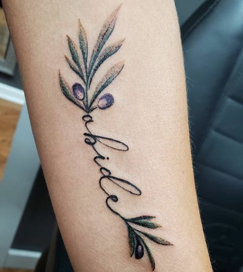 101 Amazing Olive Branch Tattoo Designs You Need To See! 29 Outsons Abide In The Vine Tattoo, Abide Olive Branch Tattoo, Abide Vine Tattoo, Biblical Meaning Tattoos, Olive Vine Tattoos For Women, Olive Branch Tattoo Women, Olive Tattoo Design, I Am The Vine You Are The Branches Tatoo, Olive Tree Tattoo For Women