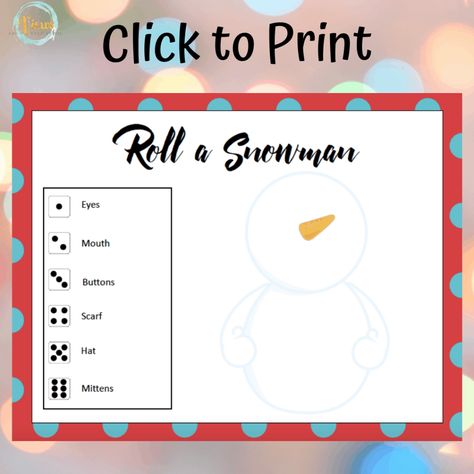 Snowman Drawing Game, Dice Drawing Games, Roll A Dice Drawing Games, Roll A Snowman, Dice Drawing, Xmas Crafts Kids, Snowman Drawing, Snowman Printable, Snowman Games