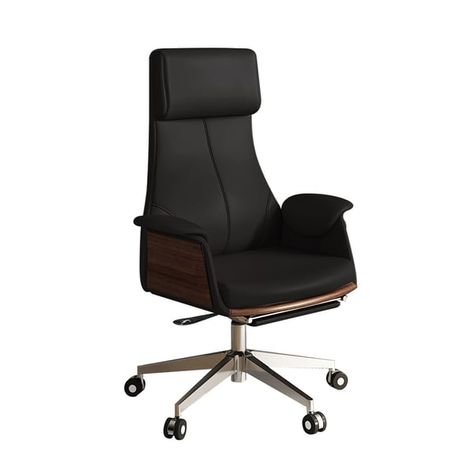 Reclining Leather Office Desk Chair High Back Adjustable Swivel Black Executive Chair Masculine Desk, Black Leather Chair, Wood Chair Design, Modern Office Chair, Swivel Office Chair, Leather Office, Conference Chairs, Executive Office Chairs, Leather Office Chair