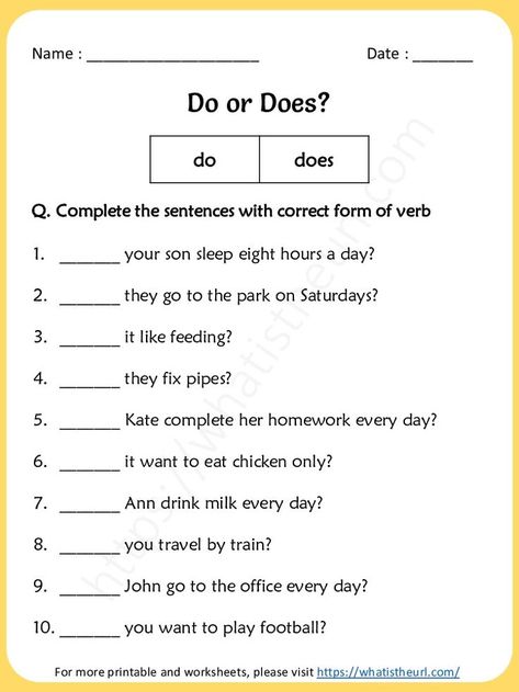 This is the 7th exercise for “Do or Does” practicing worksheet.  There are totally 20 questions in it.Please download the PDF Do or Does Worksheets for grade 3 – Exercise 7 Do Does Did Worksheets, Basic English For Kids, Worksheets For Grade 2, English Grammar Notes, English Grammar For Kids, Worksheets For Grade 3, Grammar For Kids, English Exam, Grammar Exercises