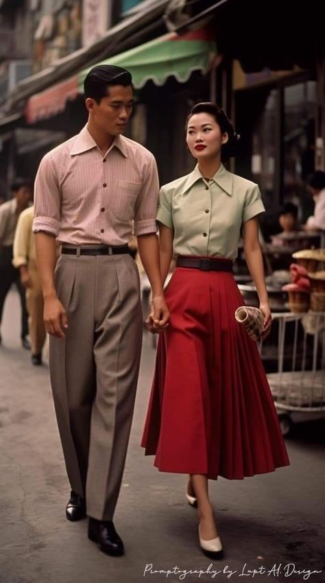 1950s Work Fashion, 40s Skirt Outfit, Midcentury Modern Outfits, Japan 70s Fashion, 1960s Casual Outfits, 60s Casual Fashion, 1950s Casual Outfits, 1950 Couple, 1950s Fashion Aesthetic