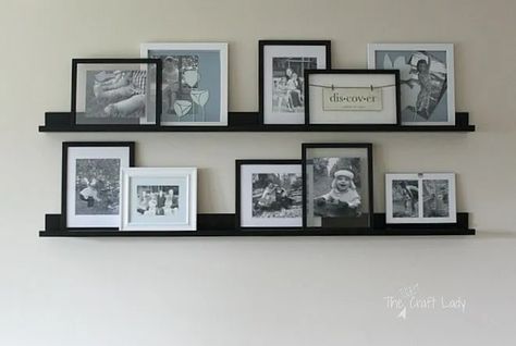 How To Decorate Tv Wall, Decor For Office At Work, Decorate Tv Wall, Ledge Wall, Picture Walls, Picture Ledges, Wall Shelves Living Room, Pic Wall, Gallery Wall Ideas