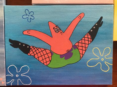 #acrylic #paint #painting #diy #cute #sassy #spongebob #patrick #starfish Sassy Spongebob, Sassy Patrick, Funny Painting Idea, Create Tattoos, Patrick Starfish, Painting Ideas On Canvas Easy, Spongebob Drawings, Spongebob Painting, Arte Indie