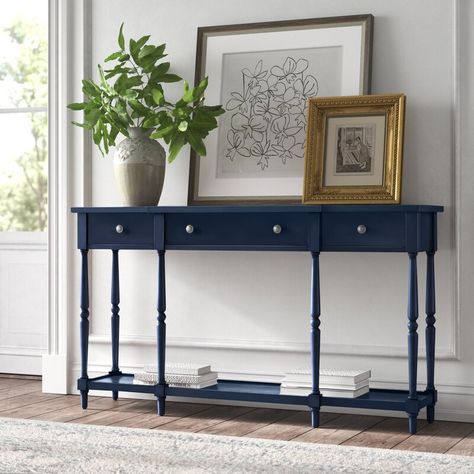 Blue Console Table, Custom Console Table, Wood Cocktail Table, Console Table Styling, Kelly Clarkson Home, Entrance Table, Foyer Table, Style Cottage, Hall Table