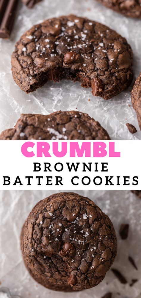 These boxed brownie mix cookies are similar to the Crumbl brownie batter cookies. They are thick and fudgy, and packed with semi-sweet chocolate chips. Crumble Cookie Recipe, Brownie Mix Cookies, Easy Brownie, Authentic Mexican Recipes, Biscuits Diététiques, Cake Mix Cookie Recipes, Chewy Brownies, Thanksgiving 2020, Desserts Easy