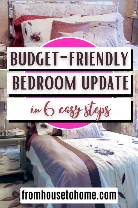 budget-friendly bedroom update in 6 easy steps Bedroom Inspirations Low Budget, Cheap Ways To Elevate Your Home, Make Small Bedroom Look Larger, Making A Small Bedroom Look Larger, Budget-friendly Bedroom Ideas, Cheap Bedroom Makeover, Small Room Diy, Dramatic Bedroom, Bedroom Decorating Tips