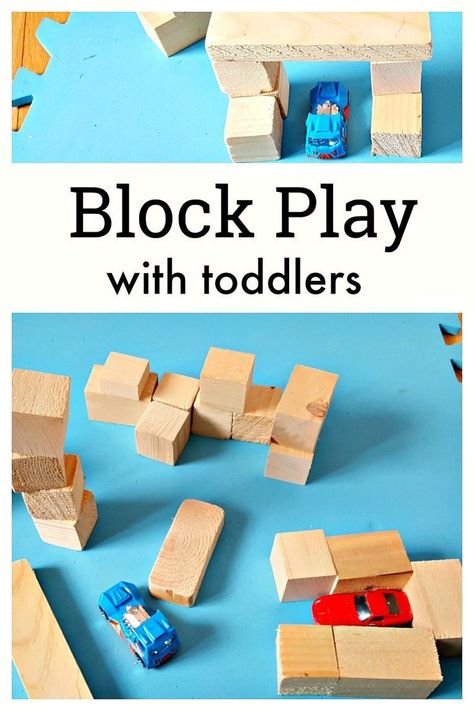 Block play with toddlers - easy and fun toddler activity idea - playing with blocks #myboredtoddler #toddleractivity #toddleractivities #oneyearoldplay #twoyearold #threeyearold #daycareideas #toddlerfun Block Area Ideas For Toddlers, Infant Block Activities, Block Activities For Preschoolers, Kindergarten Provocations, Block Activities, Blocks Center, Play Therapy Activities, Orange Room, Toddler Games