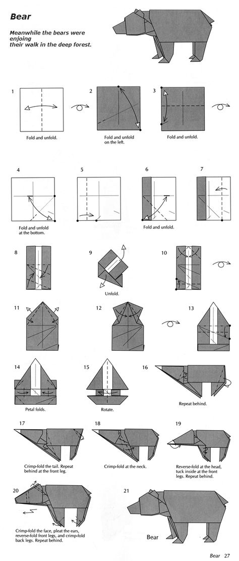 Bear by John Montroll Bear Origami Easy, Bear Origami, Origami Bear, Origami Patterns, Paper Things, Origami Animals, Field Notes, Presents For Him, Interesting Ideas