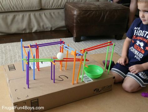 Engineering Project for Kids: Build a Straw Roller Coaster! - Frugal Fun For Boys and Girls 4th Grade Science Experiments, Straw Activities, Funny Activities, Stem Kids, Engineering Challenges, Summer Stem, Steam Projects, Stem Challenge, Easy Science Experiments