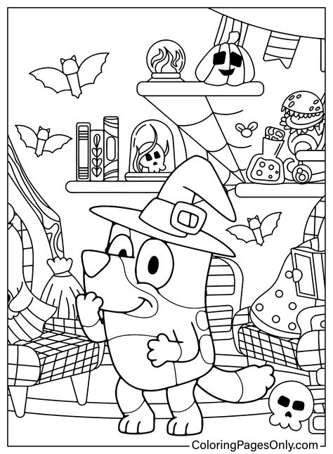 Snoopy Halloween Coloring Pages, Bluey Worksheet, Bluey Halloween Coloring Pages, Halloween Coloring Sheets Free Printable, Preschool Halloween Printables, Doodle Coloring Pages Free Printable, Coloring Crafts For Kids, Halloween Pictures To Color, Fall Coloring Sheets Free Printable