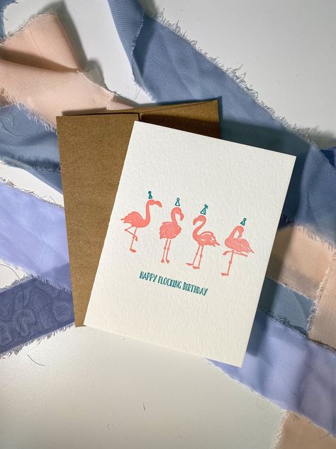 Flamingo Birthday Card, Letterpress Birthday Card, Grandma Birthday Card, Letterpress Greeting Cards, Birthday Gift Cards, Cards For Boyfriend, Grandma Birthday, Flamingo Birthday, Bday Cards