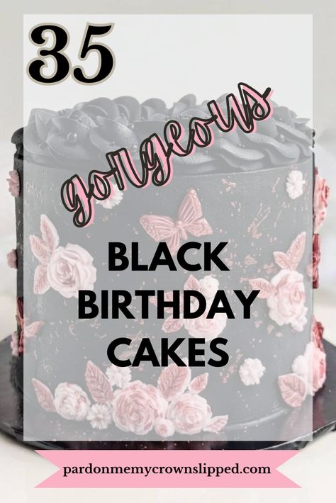 Discover the art of cake design with our unique collection of stunning black cake creations. Perfect for any occasion. from birthdays, to weddings to retirement. From sleek and modern designs to intricate patterns, these cakes adorned with stunning black frosting are a visual feast for any cake enthusiast. Get inspired and discover new ideas to elevate your cake presentation! 🖤✨ #BlackCakeInspiration #CakeDesigns #CakeGallery #CakeIdeas #retirementcakes #birthdaycakes #weddingcakes Sweet 26 Cakes, Black Cakes Birthday For Women, Black And White Theme Cake, Black Birthday Cake Ideas, Classy Birthday Cakes For Ladies, Pink And Black Cake Ideas, Black And Pink Birthday Cake, Gothic Birthday Cakes, Black Birthday Cake