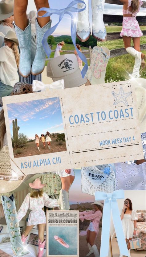 Register For Recruitment Graphic, Travel Sorority Recruitment Theme, Kkg Bid Day Themes, Bid Day Aesthetic, Coastal Cowgirl Bid Day Theme, Bid Day Signs For New Members, Coastal Cowgirl Sorority Theme, Coast To Coast Bid Day, Recruitment Work Week Themes