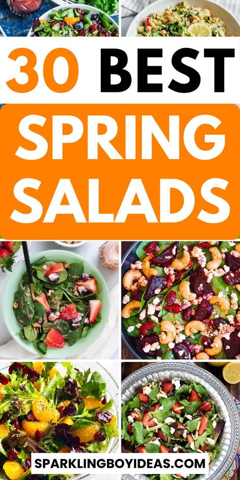 Spring into a healthier you with these fresh spring salads. Our collection of Spring salad recipes features a mix of classic and creative options that are perfect for any occasion. From light and leafy greens to hearty pasta salads and quinoa salads, you'll find a range of textures and flavors to satisfy your cravings. Try our favorites, such as the spring salads with strawberries, arugula, feta cheese, asparagus, and quinoa. You can use these spring recipes as easter side dishes too. Salads With Strawberries, Spring Mix Salad Recipes, Quinoa Side Dish, Cheese Asparagus, Quinoa Salads, Traditional Easter Recipes, Spring Salads, Spring Mix Salad, Spring Salad Recipes