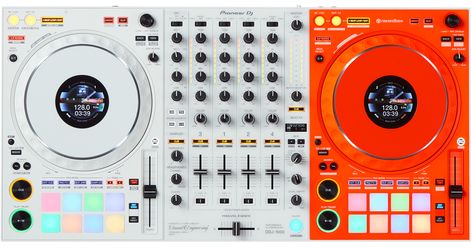 DDJ-1000-OW 4-channel performance DJ controller for rekordbox (Off-White) - Pioneer DJ Record Console, Pioneer Ddj, Dj Controller, Pioneer Dj, Virgil Abloh, Music Industry, Dj, Off White, Orange