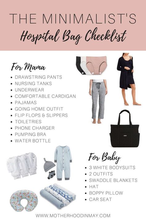 The minimalist's hospital bag Hospital Checklist, Baby Hospital Bag, Bag Checklist, Hospital Bag Checklist, Boppy Pillow, Pumping Moms, Baby Hospital, Going Home Outfit, Baby Sleep Problems