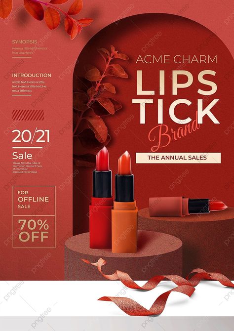 Makeup Posters Advertising, Lipstick Banner Design, Makeup Ads Design, Clothes Content Ideas, Lipstick Poster Design, Beauty Poster Design Cosmetic, Launching Poster, Sales Promotion Design, Campaign Advertising