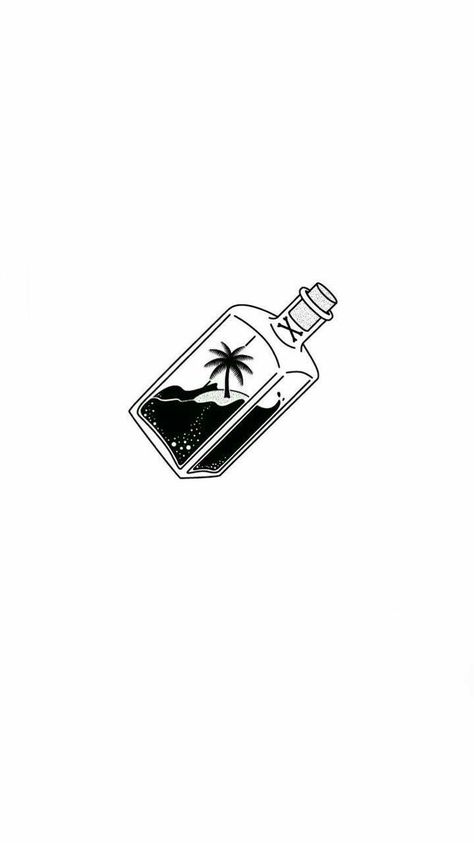 Small Beach Tattoos, Long Dress Korean, Bottle Tattoo, Beach Tattoo, Greek Tattoos, Small Tattoos For Guys, Dress Korean, Tattoo Design Drawings, Minimal Tattoo