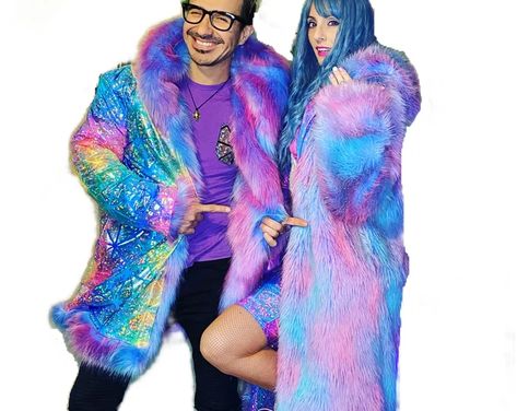 AquaMoon1111 - Etsy Mens Fur Coat, Creative Clothes, Mens Fur, Fabric Bolts, Rainbow Unicorn, Burning Man, Faux Fur Jacket, Faux Fur Coat, Wearable Art