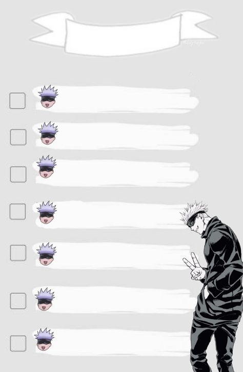 Schedule Templates Anime, Anime Notepad, Anime Schedule, Jujutsu Kaisen Gojo Satoru, Gojou Satoru, Memo Pad Design, Note Writing Paper, Anime Paper, Schedule Templates