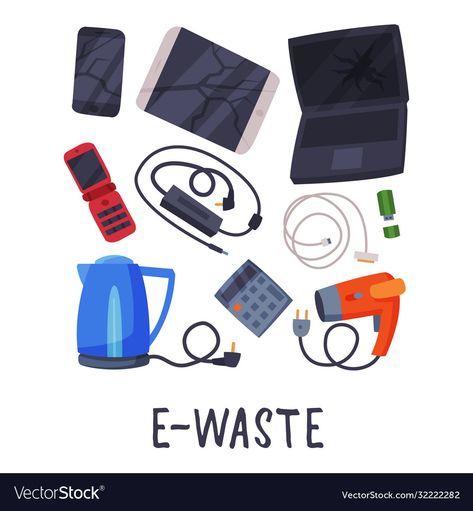 E Waste, Png Images, White Background, Vector Images, Vector Free, Vector Illustration, Illustrator