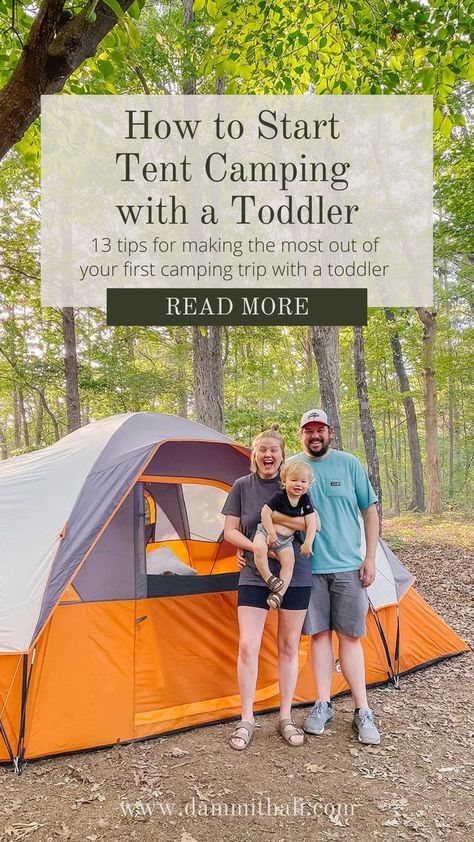 Camping With A Toddler, Toddler Camping, Toddler Tent, Kids Camping Gear, First Camping Trip, Camping With Toddlers, Tent Camping Hacks, Camping Must Haves, Camping With A Baby