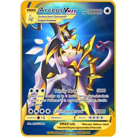 New 10000point Arceus Vmax Pokemon English Cards Metal Diy Card Charizard Golden Limited Edition Kid Gift Game Collection Cards - Game Collection Cards - AliExpress Pokemon Go Cards, Ancient Mew, All Pokemon Cards, Kartu Pokemon, Cool Pokemon Cards, Pikachu Pikachu, Gold Pokemon, Pokemon Card Game, Pokemon Gifts