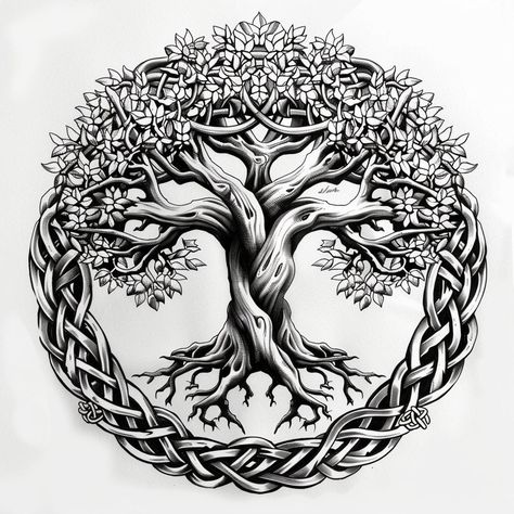 Norse Tree Of Life Tattoo Vikings, Tree Of Life Tattoo Hand, Celtic Bicep Tattoo Men, Yggdrasil Tree Tattoo, Celtic Oak Tree Tattoo, Yddrasil Tree Tattoo, Nordic Tree Of Life Tattoo, Celtic Tree Of Life Tattoo Men, Life Tree Tattoo Design