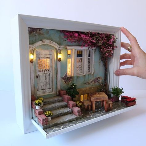 Canvas Painting Ideas For Beginners, Room Box Miniatures, Fairy House Crafts, Painting Ideas For Beginners, Fairy House Diy, Canvas For Beginners, Mini Doll House, Doll House Crafts, Canvas Painting Ideas