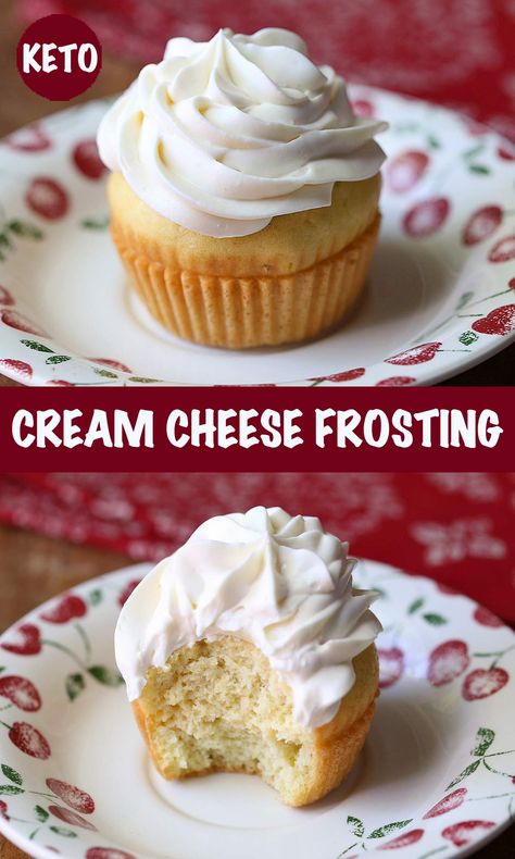 Sugar-free keto cream cheese frosting is so creamy! There's no need for powdered sugar - it holds its shape just fine. Keto Cream Cheese Frosting, Keto Frosting, Easy Cream Cheese Frosting, Healthy Cream Cheese Frosting, Italian Cream Cake Recipe, Cream Cheese Frosting Easy, Keto Cream Cheese, Sugar Free Cheesecake, Cream Cake Recipe