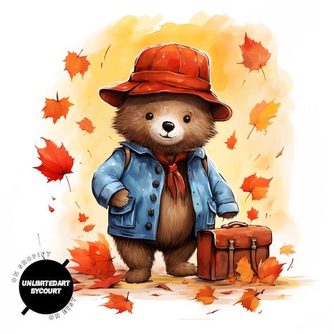 Paddington Bear Cartoon, Paddington Bear Party, Bear Png, Promotional Materials, Paddington Bear, Bear Party, Bear Art, Cute Teddy Bears, Autumn Art