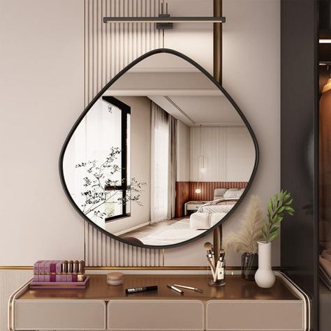 AllModern Dodie Wall Mirror | Wayfair Black Bathroom Mirror, Oval Mirror Bathroom, Mirror For Living Room, Black Mirror Frame, Entryway Wall Decor, Entryway Wall, Oval Wall Mirror, Mirror Wall Bathroom, Living Room Mirrors