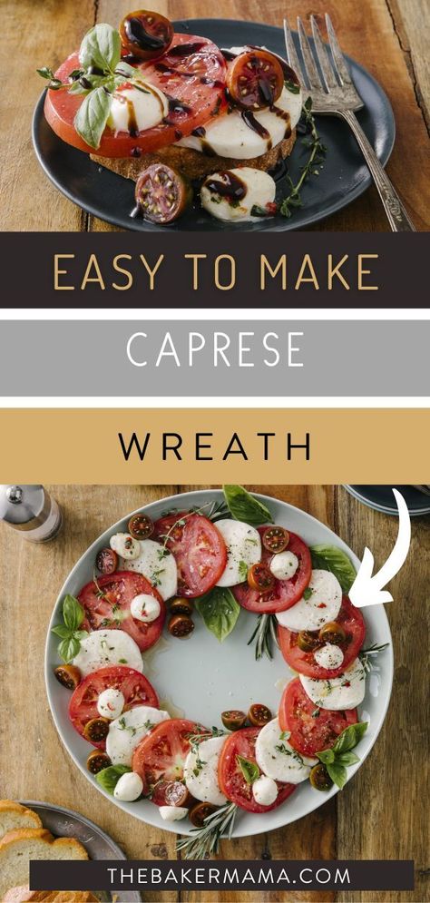 Mozzarella Wreath, Caprese Wreath, Crowd Pleasers Recipes, Creative Breakfast, Rosemary And Thyme, Make Ahead Appetizers, Elegant Appetizers, Slow Cooker Meatballs, Tomato Mozzarella