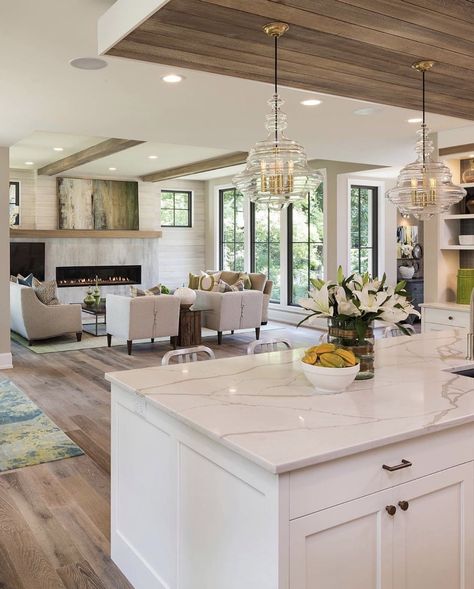 Transitional Style Kitchen, Open Kitchen And Living Room, Modern Floor Plans, Transitional Decor Living Room, Transitional Decor Kitchen, Trendy Living Rooms, Transitional Kitchen, Open Concept Kitchen, Living Room Flooring