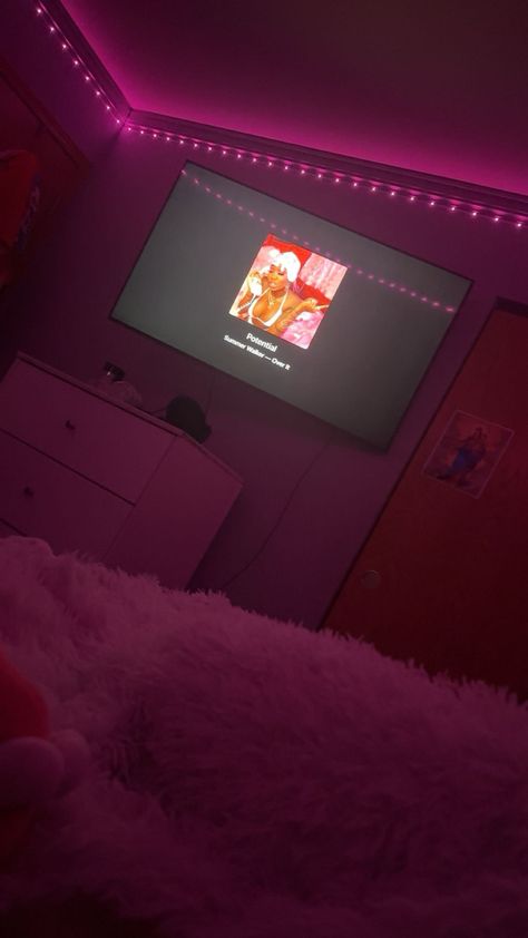 Pink 2000s Room, 2014 Room Aesthetic Pink, Cute Pink Room, 2000s Bedroom Aesthetic Pink, 2016 Room, Pink Cozy Fuzzy Room, Mcbling Aestethic Room, Pink Tv, No Face Body Pictures