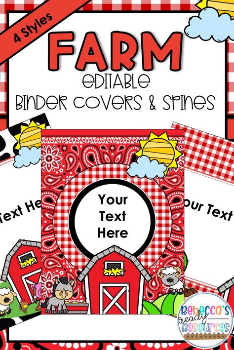 Create that down on the farm charm in your classroom with these FARM THEME CLASSROOM DECOR | FARM CLASSROOM DECOR - EDITABLE BINDER COVERS AND SPINES! This product features 22 different styles of binder covers with 4 different backgrounds and 4 different sizes of binder spines.  The EDITABLE PowerPoint file can be customized to suit your needs. Farm Classroom Decorations, Farm Classroom Theme Decor, Farm Theme Classroom, Farm Classroom, Farm Classroom Theme, Forest Classroom, Classroom Decor Bundle, Theme Classroom, Decor Bundle