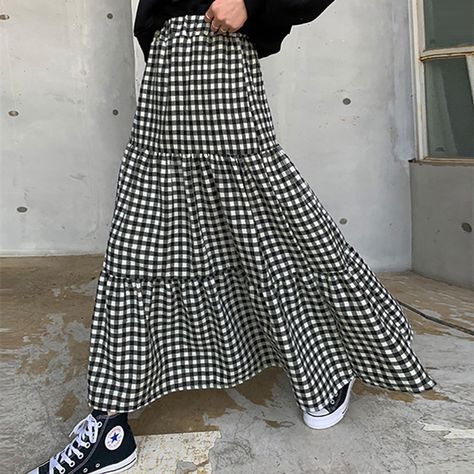 Gingham Skirt Outfit, Womens Long Skirt, Gingham Skirt, Checkered Skirt, Pleated Long Skirt, Dress Cake, Womens Maxi Skirts, Half Skirt, Skirt Outfit