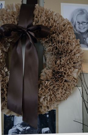 Coffee Filter Wreath #fallwreath Coffee Filter Projects, Filter Ideas, Foam Wreath, Coffee Filter Wreath, Coffee Filter Crafts, Coffee Filter Flowers, Natural Coffee, Wreaths And Garlands, Coffee Filters