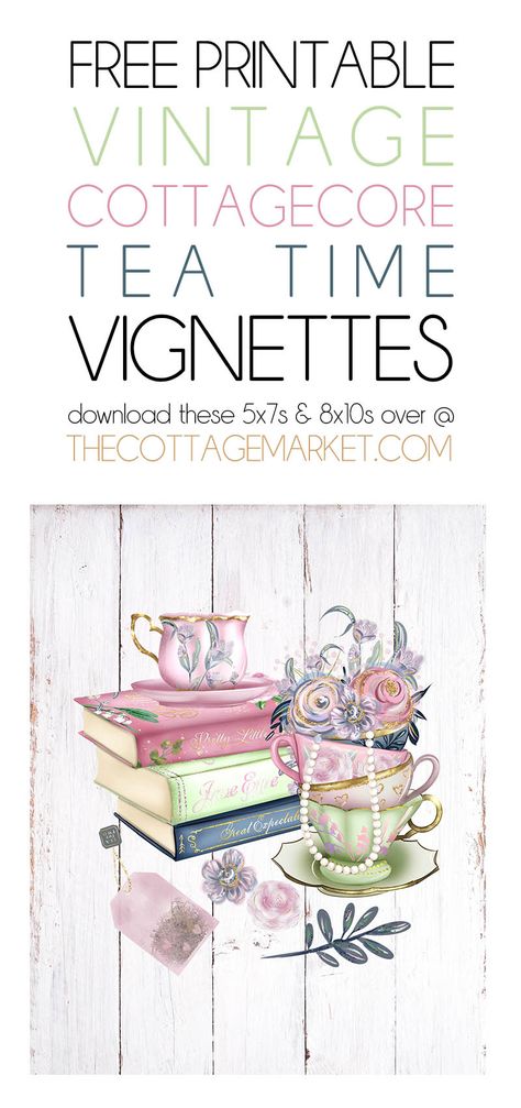 These Free Printable Vintage Cottagecore Tea Time Vignettes are going to add a touch of  Charm and Fun to your Home! #Cottagecore #FreePrintables #TeaTime Decopage Pictures Free Printable Vintage Stuff, Junk Journal Tea Time, Shabby Chic Printables Free Prints, Tea Printables Free, Free Cottagecore Printables, Free Shabby Chic Printables, Free Vintage Printables Shabby Chic, Decoupage Vintage Printables Free, Free Printable Scrapbook Paper