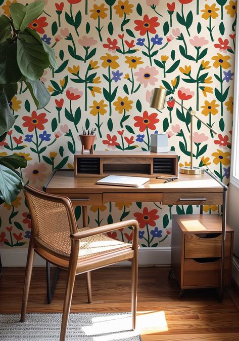 Inspired by Nature!  Add a burst of joy to your space with our Colourful Flower Peel and Stick Wallpaper! 🌸✨ Embrace the playful vibes of this abstract floral wall mural, designed to ignite your senses and elevate your mood. Perfect for creating a dopamine-inducing atmosphere, this nature-inspired wall art is sure to spark joy in any room!   Renters rejoice!  It's remarkably easy to apply (no special tools, glue or adhesive necessary), and can be repositioned or removed just as easily, with no Flower Peel And Stick Wallpaper, Flower Wall Mural, Mural Floral, Wallpaper Murals, Floral Wall Decor, Wallpaper Size, Abstract Flower, Nature Wall Art, Traditional Wallpaper