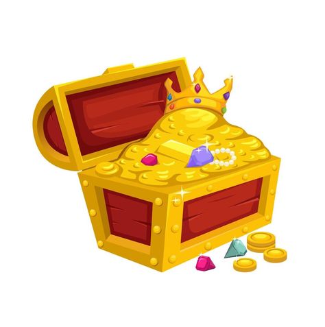 Treasure Chest Open full Gold and Diamond Cartoon illustration vector Treasure Chest Illustration, Treasure Cartoon, Diamond Cartoon, Chest Opening, Jewerly Boxes, Illustration Cartoon, Game 3, Treasure Chest, Illustration Vector