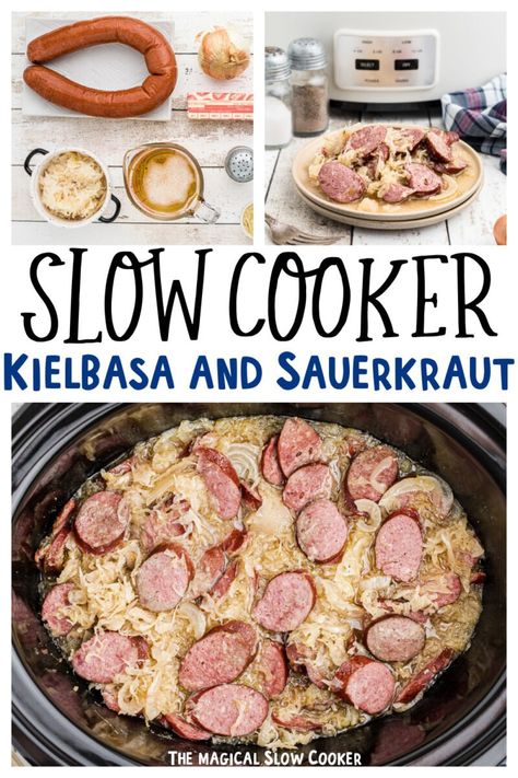 Slow Cooker Kielbasa and Sauerkraut - The Magical Slow Cooker Crockpot Keilbasa And Sauerkraut, Sour Kraut And Kielbasa Crockpot, Crockpot Polish Sausage And Sauerkraut, Smoked Sausage And Sauerkraut Crockpot, Kilbasa Sausage In Crock Pot, Polish Sausage And Sauerkraut Crockpot, Crockpot Sausage And Sauerkraut, Sour Crout And Kielbasa, Crock Pot Kielbasa And Sauerkraut