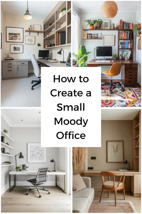 Turn your small home office into a moody space with these tips and decor ideas. Home Office Travel Theme, Artistic Home Office, Home Office Ideas For Women Small Spaces, Home Office Ideas For Small Spaces, Small Work Office, Small Office Guest Room, Home Office With Couch, Mid Century Home Office, Cozy Office Ideas