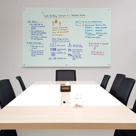 Glass Whiteboard by Glass is Good. You can customize size and color by yourself. Easy to clean Glass White Board, Meeting Room Design Office, White Board Drawings, Whiteboard Stand, Glass Whiteboard, Office Vibes, Meeting Room Design, Office Whiteboard, Design Office