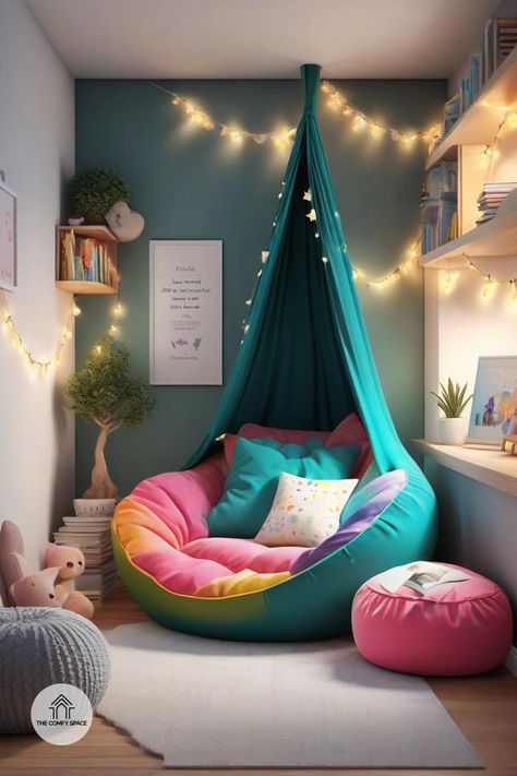 Wondering how to make reading more fun for your kids? A cozy reading nook in their room might be the answer! I’ll guide you through selecting the best location, comfy seating options, and whimsical decor to inspire a love for books. Together, we can create a space that not only looks great but also encourages literacy and creativity. Your kids will thank you! #KidsReading #CozyNook #HomeDecor #InspireCreativity #InteriorDesign Playroom With Reading Nook, Chill Space Cozy Corner, Book Nook Ideas For Kids, Kids Bedroom Reading Nook, Kids Book Nook Ideas, Small Space Reading Nook, Reading Nook Ideas For Small Spaces, Kids Nook Ideas, Reading Corner Kids Bedroom