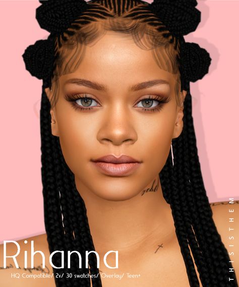 Rihanna Skin & Sim | Patreon Sims 4 Cc Celebrity Skin, Sims 4 Cc Rihanna, Sims Celebrity Cc, Sims 4 Rihanna, Sims 4 Celebrities, Rihanna Body, The Sims 4 Lots, Mod Hair, Sims 4 Cas Mods