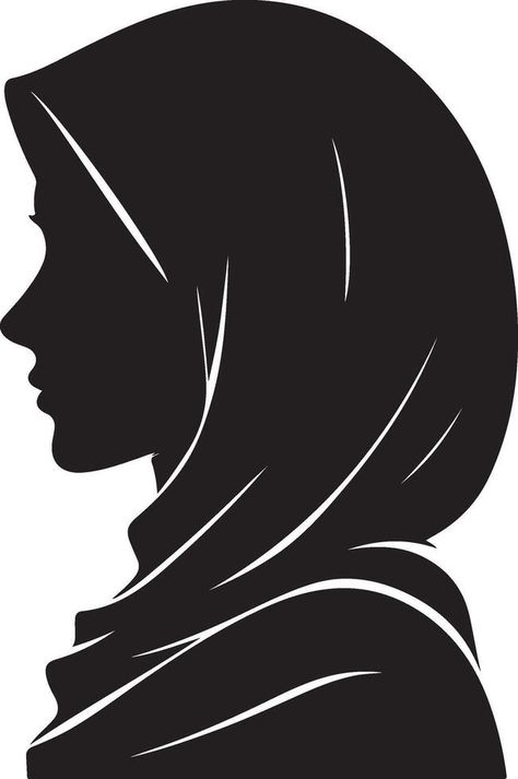 Profile Silhouette Art, Man Side Profile Silhouette, Hijab Siluet, Side Profile Silhouette, Black Woman Side Profile Silhouette, Line Art Silhouette, Side Profiles, Black Line Art, Male Profile