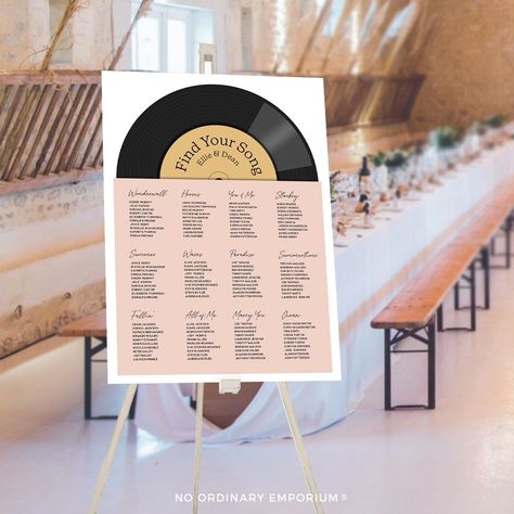 Find your beat! 🎶🎵 . . . . . . #rocknrollbride #musicwedding #rockwedding #weddings2024 #groovywedding #retrowedding #retroweddingtheme #jazzwedding #vintagewedding #vinyllover #vinyllovers #musiclover #recordcollection #fortheloveofmusic #rockmywedding #alternativebride #alternativewedding #weddingsign #recordtableplan Record Wedding, Retro Wedding Theme, Table Name Cards, Vinyl Style, Table Name, Record Table, Rock Wedding, Rock N Roll Bride, Table Names