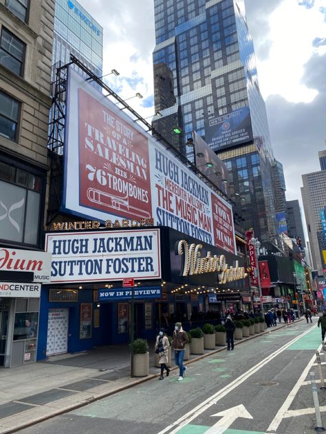 Broadway marquee The Music Man revival Winter Garden Theatre #hughjackman Zaneeta Shinn, Music Man Broadway, Broadway Marquee, Christmas Nyc, Broadway Posters, Stage Crew, Winter Garden Theatre, Sutton Foster, Glenn Miller