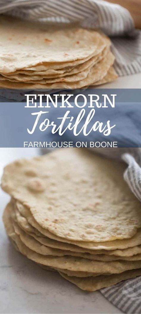 Sourdough Tortilla, Sourdough Tortillas, Einkorn Sourdough, Ancient Grains Recipes, Einkorn Bread, Soft Tortillas, Farmhouse On Boone, Einkorn Recipes, Einkorn Flour